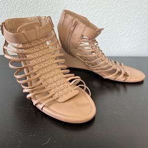 Torrid Nude Strappy Wedges - Size 10 W